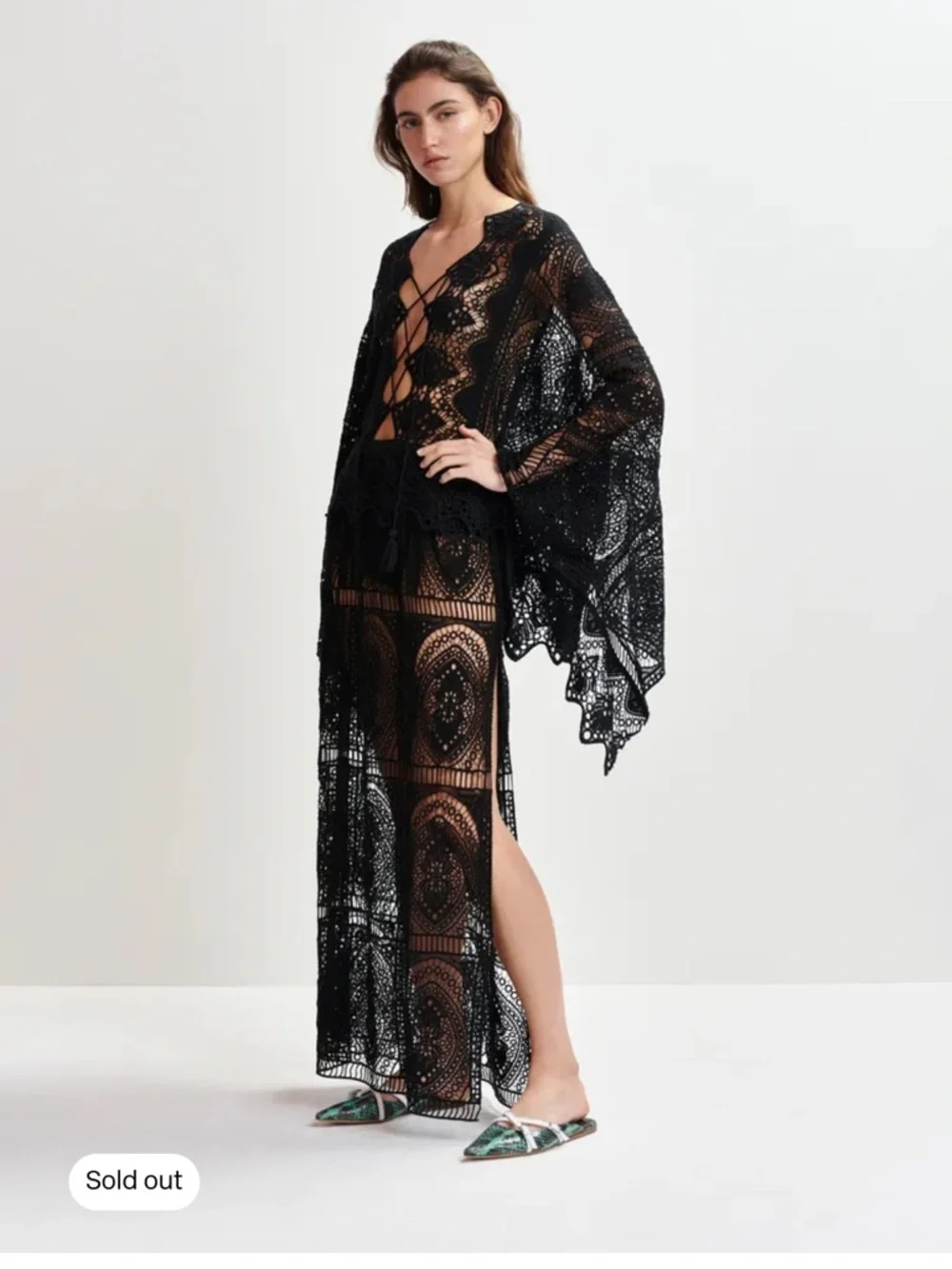 Essentiel Antwerp Black HISSOURI Crochet Caftan - Picture 3 of 9